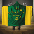 Australia Kangaroo Custom Hooded Blanket Aussie National Color Sporty Pattern