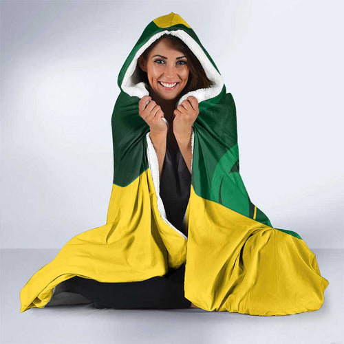 Australia Kangaroo Custom Hooded Blanket Aussie National Color Sporty Pattern