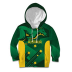 Australia Kangaroo Custom Kid Hoodie Aussie National Color Sporty Pattern