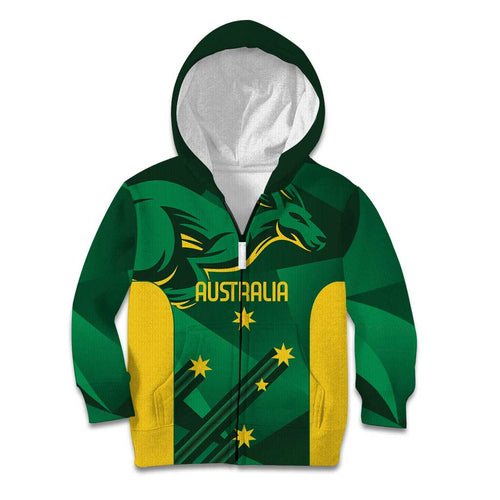 Australia Kangaroo Custom Kid Hoodie Aussie National Color Sporty Pattern