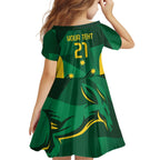 Australia Kangaroo Custom Kid Short Sleeve Dress Aussie National Color Sporty Pattern