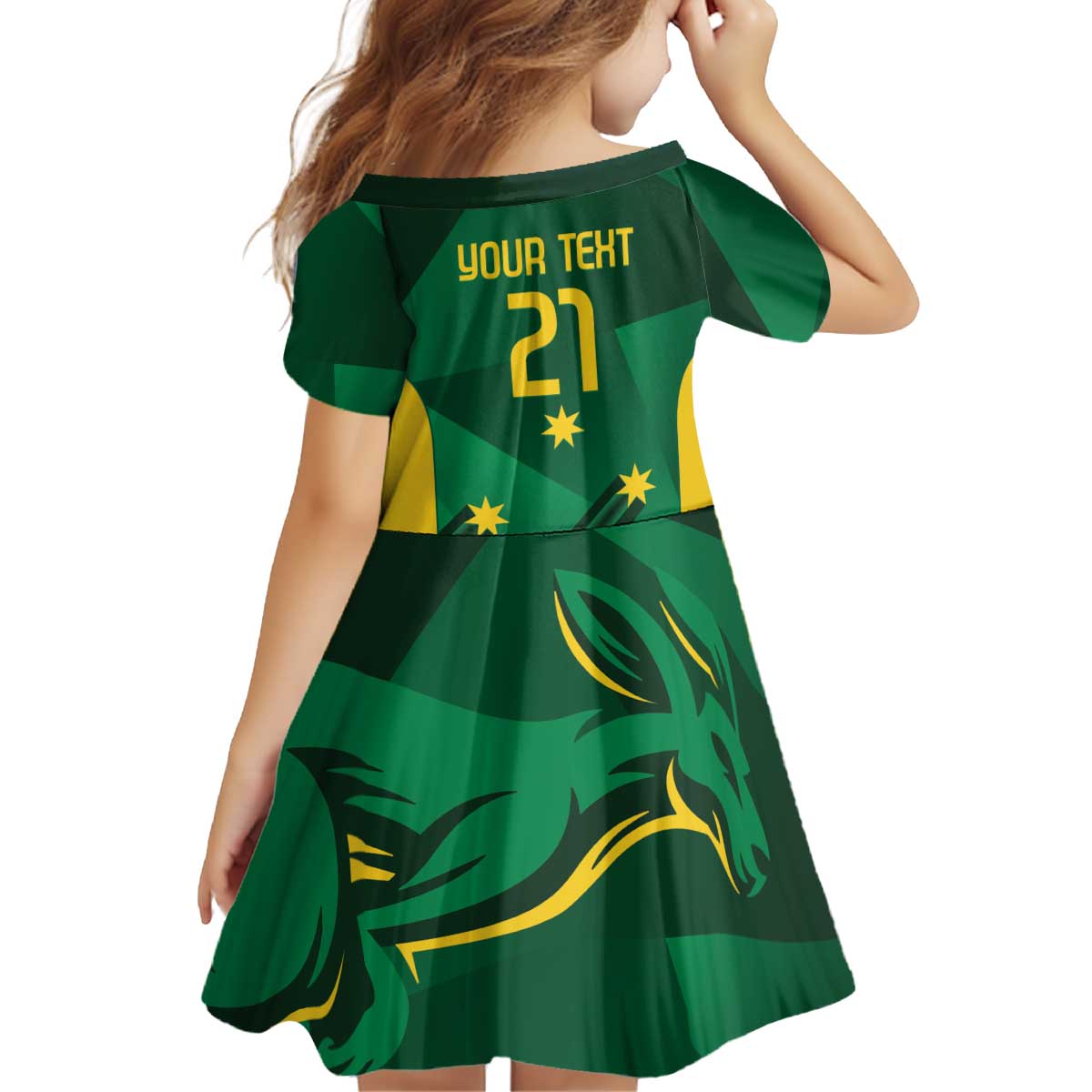Australia Kangaroo Custom Kid Short Sleeve Dress Aussie National Color Sporty Pattern