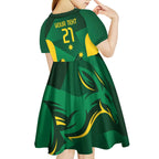 Australia Kangaroo Custom Kid Short Sleeve Dress Aussie National Color Sporty Pattern