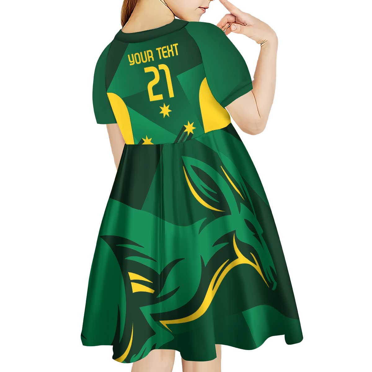 Australia Kangaroo Custom Kid Short Sleeve Dress Aussie National Color Sporty Pattern