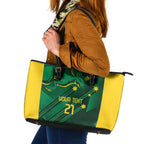 Australia Kangaroo Custom Leather Tote Bag Aussie National Color Sporty Pattern