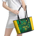 Australia Kangaroo Custom Leather Tote Bag Aussie National Color Sporty Pattern
