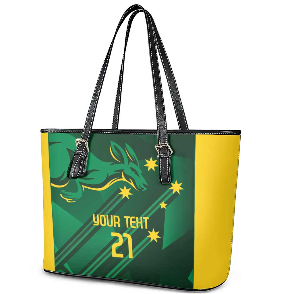 Australia Kangaroo Custom Leather Tote Bag Aussie National Color Sporty Pattern