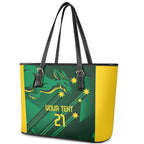 Australia Kangaroo Custom Leather Tote Bag Aussie National Color Sporty Pattern