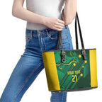 Australia Kangaroo Custom Leather Tote Bag Aussie National Color Sporty Pattern