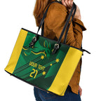 Australia Kangaroo Custom Leather Tote Bag Aussie National Color Sporty Pattern
