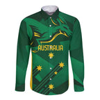 Australia Kangaroo Custom Long Sleeve Button Shirt Aussie National Color Sporty Pattern