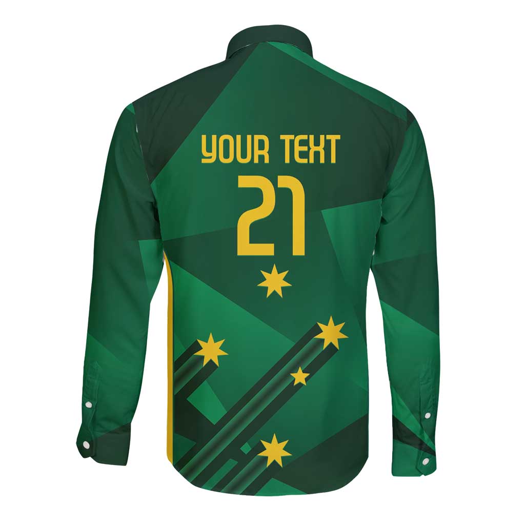Australia Kangaroo Custom Long Sleeve Button Shirt Aussie National Color Sporty Pattern