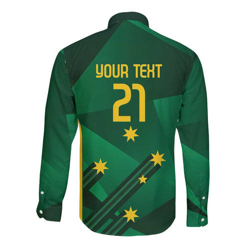 Australia Kangaroo Custom Long Sleeve Button Shirt Aussie National Color Sporty Pattern