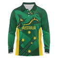 Australia Kangaroo Custom Long Sleeve Polo Shirt Aussie National Color Sporty Pattern