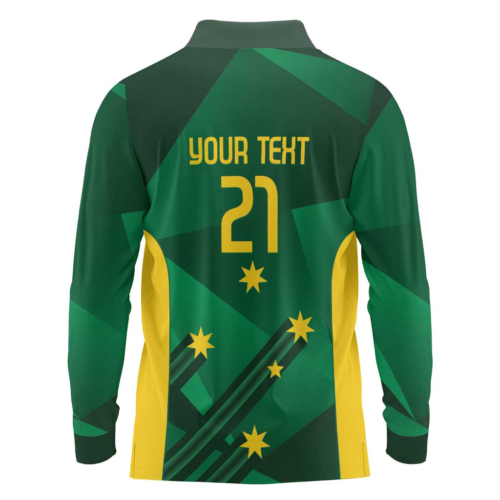 Australia Kangaroo Custom Long Sleeve Polo Shirt Aussie National Color Sporty Pattern