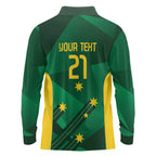 Australia Kangaroo Custom Long Sleeve Polo Shirt Aussie National Color Sporty Pattern