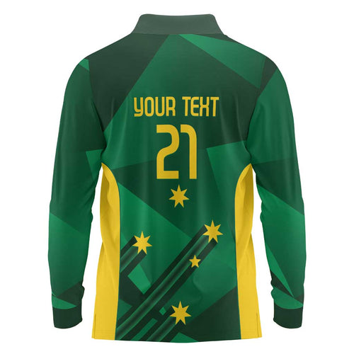 Australia Kangaroo Custom Long Sleeve Polo Shirt Aussie National Color Sporty Pattern