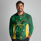 Australia Kangaroo Custom Long Sleeve Polo Shirt Aussie National Color Sporty Pattern