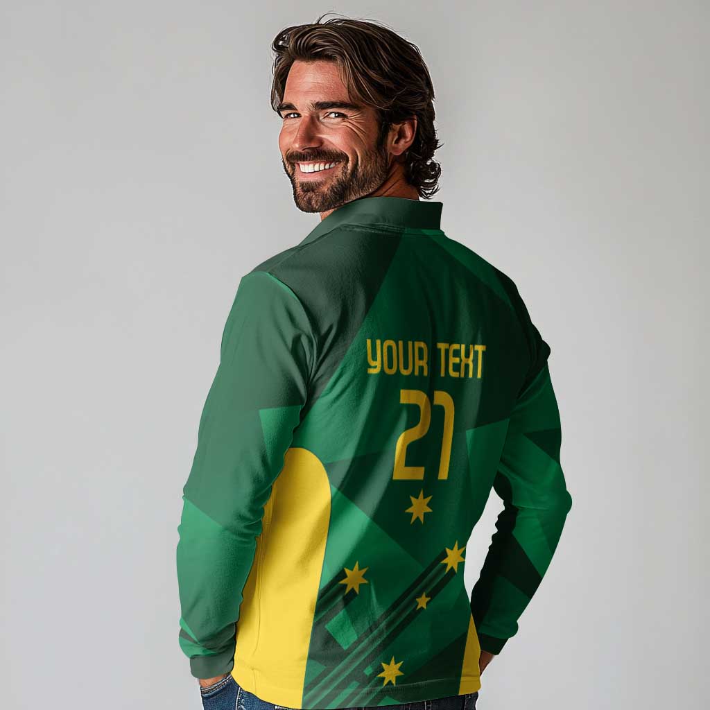 Australia Kangaroo Custom Long Sleeve Polo Shirt Aussie National Color Sporty Pattern