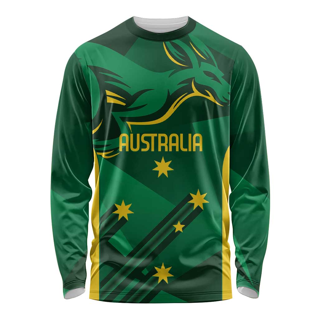 Australia Kangaroo Custom Long Sleeve Shirt Aussie National Color Sporty Pattern