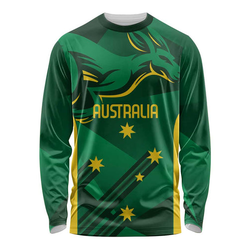 Australia Kangaroo Custom Long Sleeve Shirt Aussie National Color Sporty Pattern