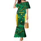 Australia Kangaroo Custom Mermaid Dress Aussie National Color Sporty Pattern