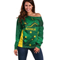 Australia Kangaroo Custom Off Shoulder Sweater Aussie National Color Sporty Pattern
