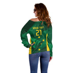 Australia Kangaroo Custom Off Shoulder Sweater Aussie National Color Sporty Pattern