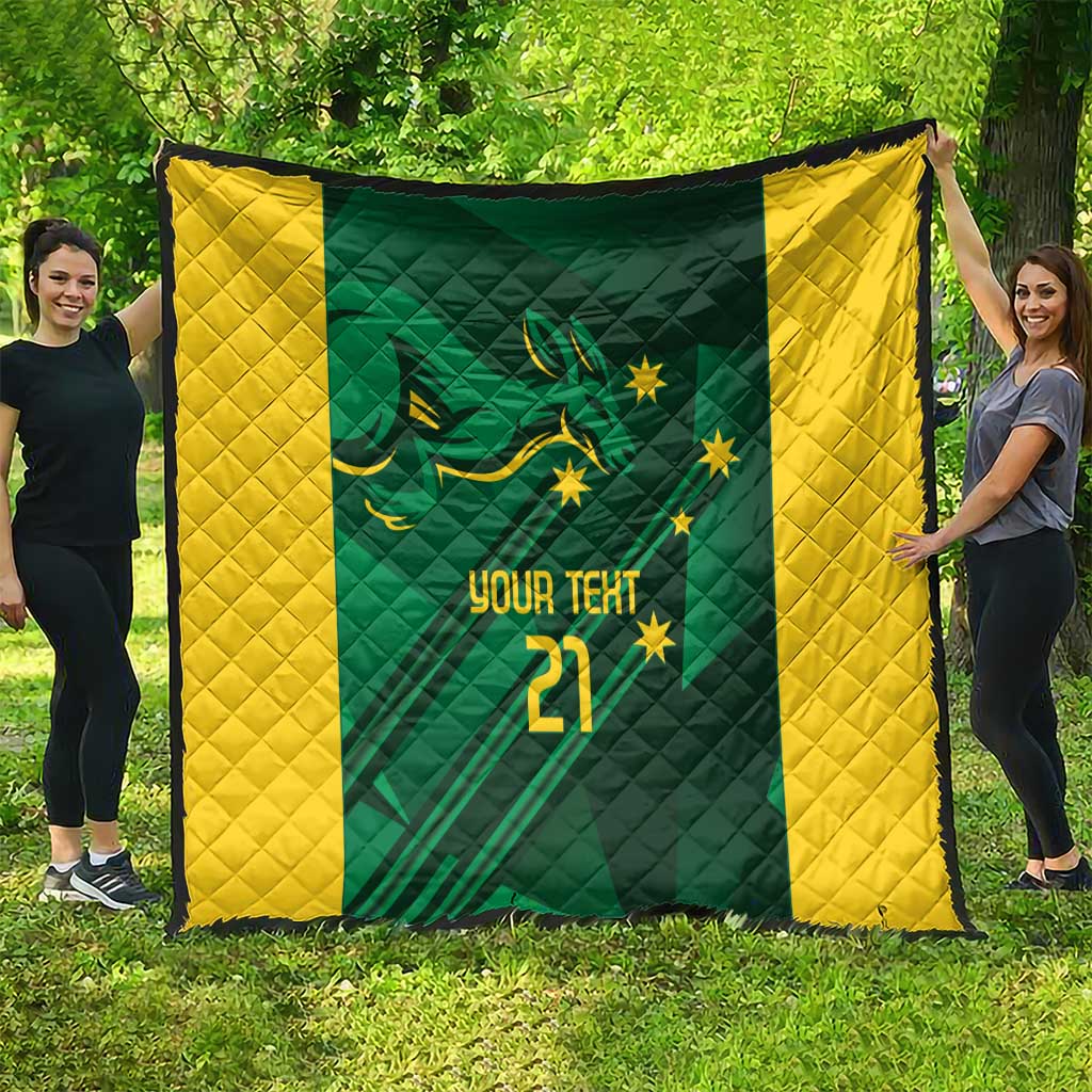 Australia Kangaroo Custom Quilt Aussie National Color Sporty Pattern