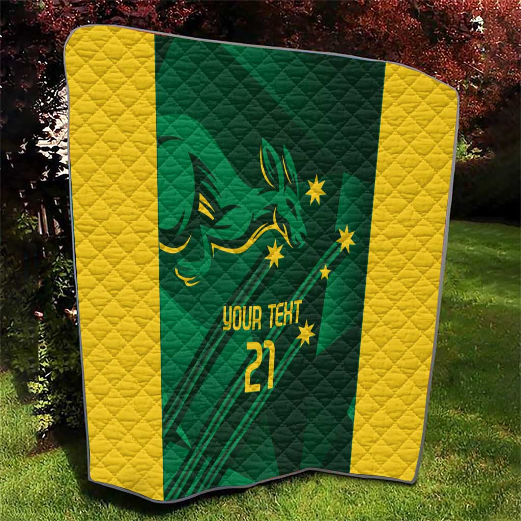 Australia Kangaroo Custom Quilt Aussie National Color Sporty Pattern