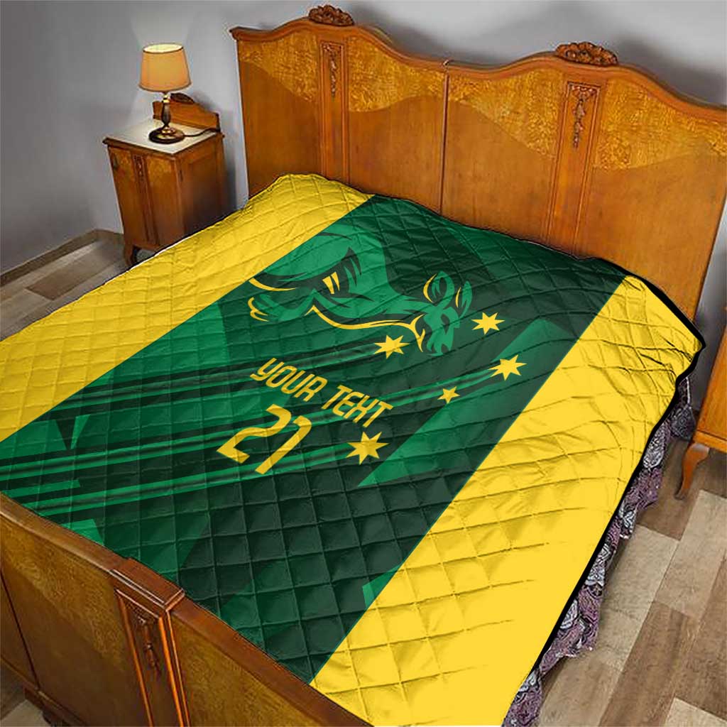 Australia Kangaroo Custom Quilt Aussie National Color Sporty Pattern