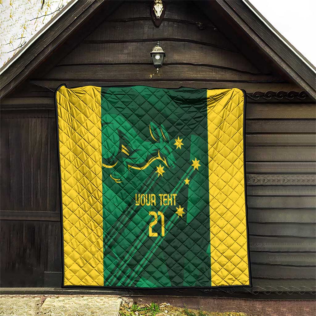 Australia Kangaroo Custom Quilt Aussie National Color Sporty Pattern