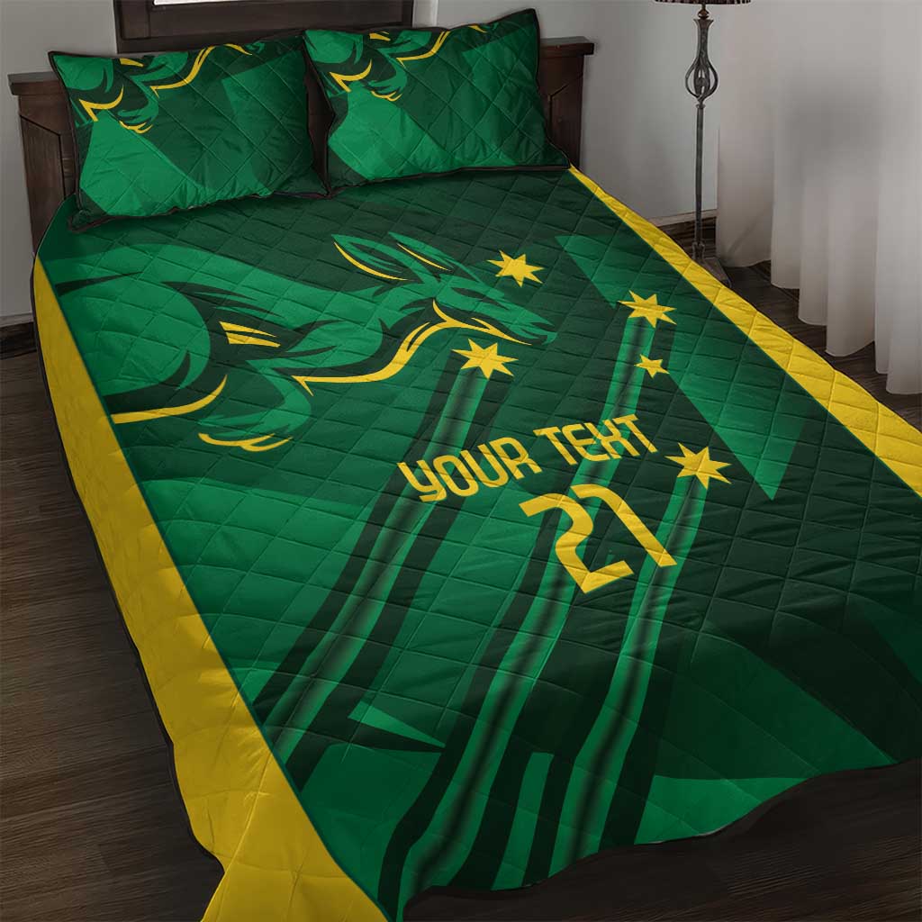 Australia Kangaroo Custom Quilt Bed Set Aussie National Color Sporty Pattern