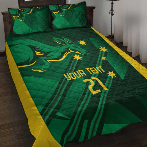 Australia Kangaroo Custom Quilt Bed Set Aussie National Color Sporty Pattern