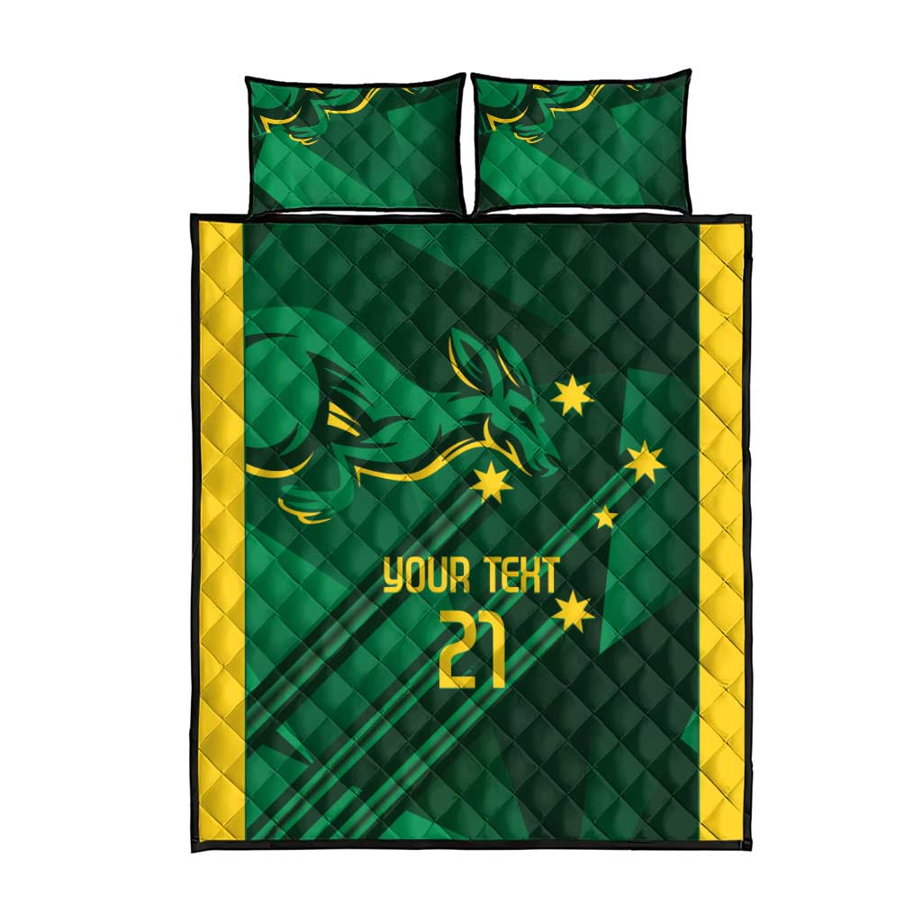 Australia Kangaroo Custom Quilt Bed Set Aussie National Color Sporty Pattern
