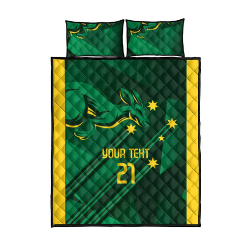 Australia Kangaroo Custom Quilt Bed Set Aussie National Color Sporty Pattern