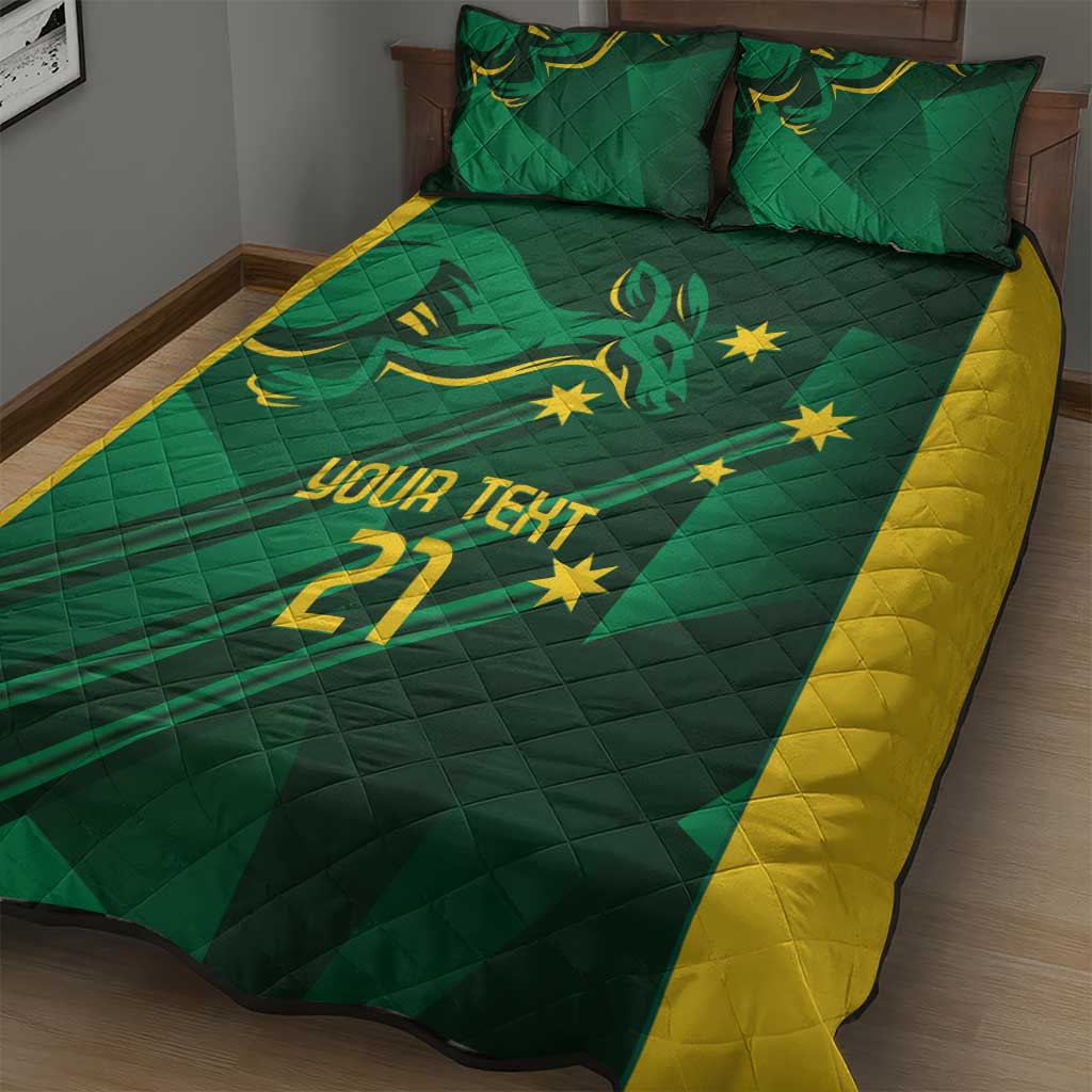 Australia Kangaroo Custom Quilt Bed Set Aussie National Color Sporty Pattern