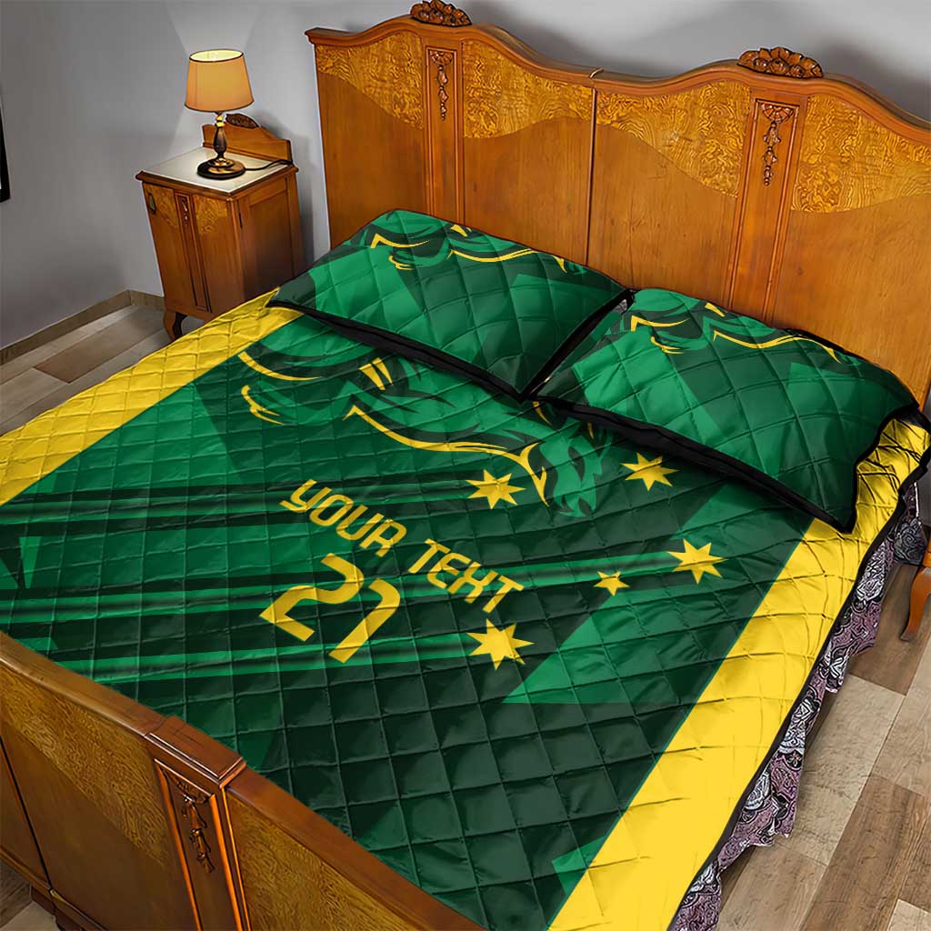 Australia Kangaroo Custom Quilt Bed Set Aussie National Color Sporty Pattern