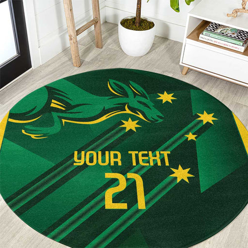 Australia Kangaroo Custom Round Carpet Aussie National Color Sporty Pattern