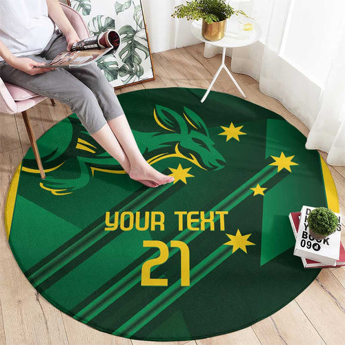 Australia Kangaroo Custom Round Carpet Aussie National Color Sporty Pattern