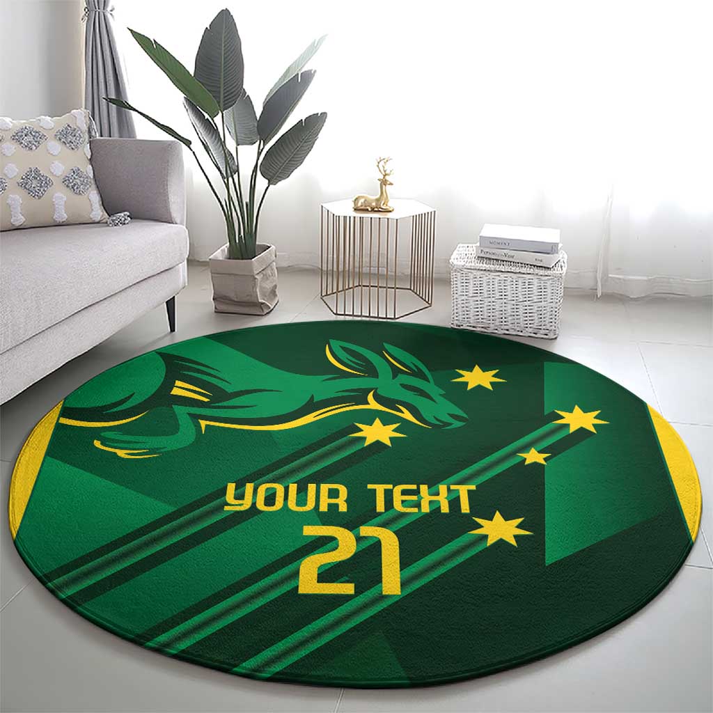 Australia Kangaroo Custom Round Carpet Aussie National Color Sporty Pattern