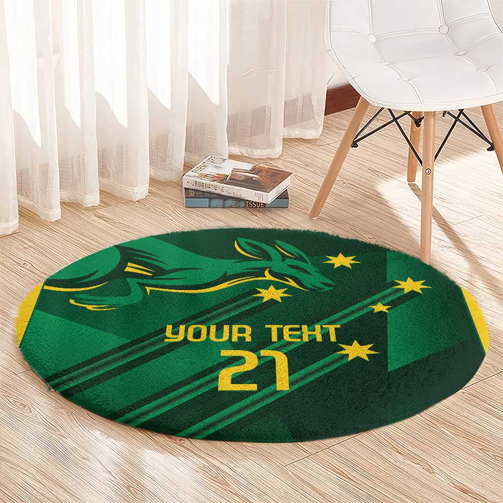 Australia Kangaroo Custom Round Carpet Aussie National Color Sporty Pattern