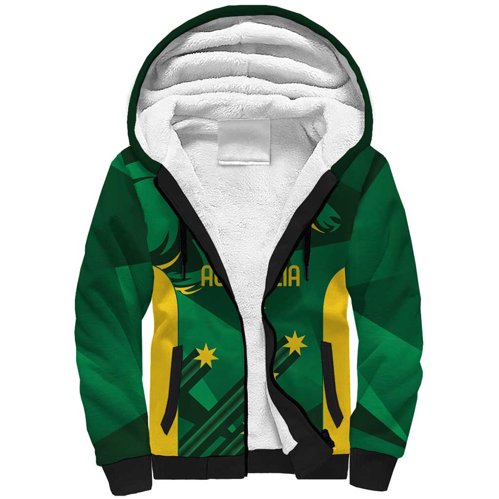 Australia Kangaroo Custom Sherpa Hoodie Aussie National Color Sporty Pattern