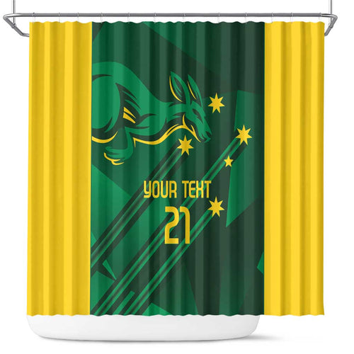 Australia Kangaroo Custom Shower Curtain Aussie National Color Sporty Pattern