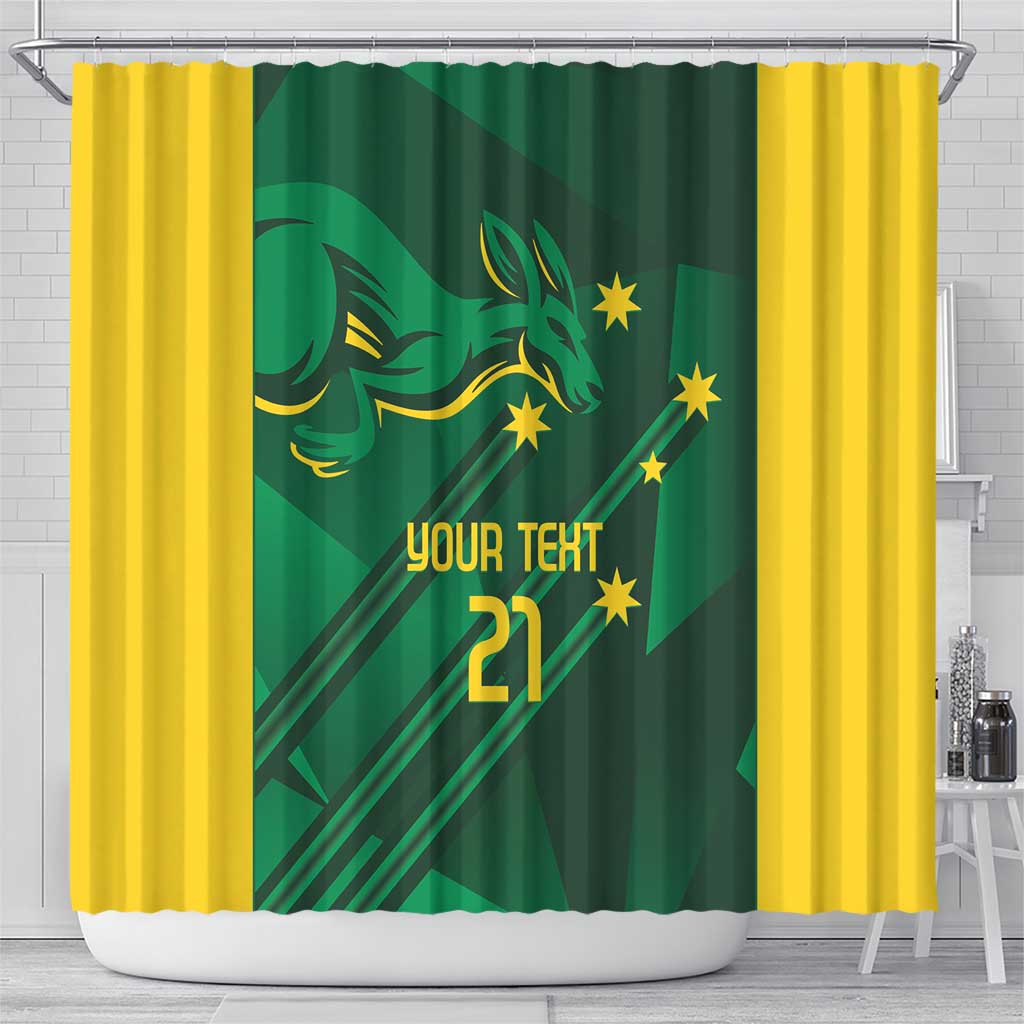 Australia Kangaroo Custom Shower Curtain Aussie National Color Sporty Pattern