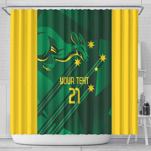 Australia Kangaroo Custom Shower Curtain Aussie National Color Sporty Pattern