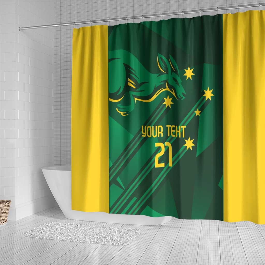 Australia Kangaroo Custom Shower Curtain Aussie National Color Sporty Pattern