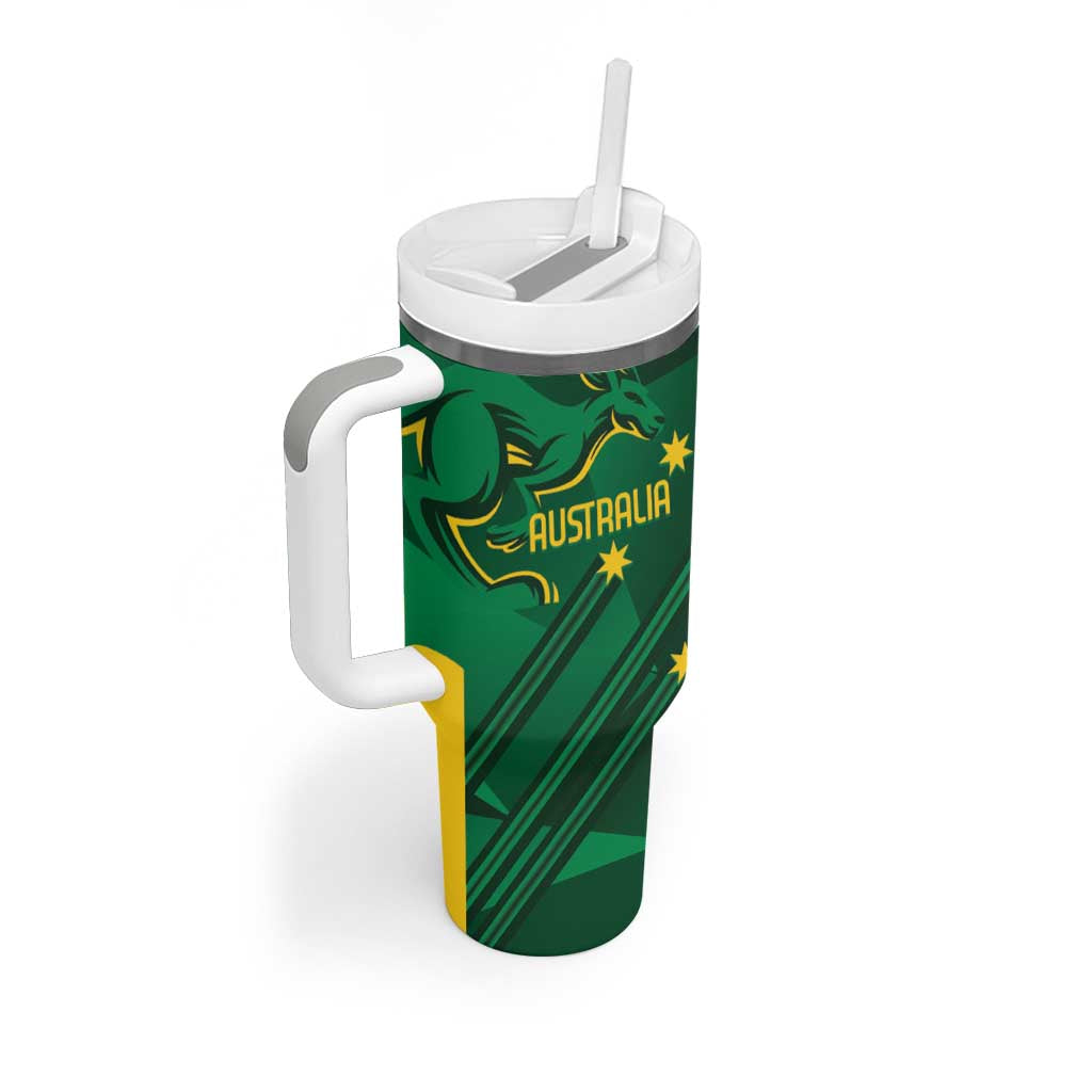 Australia Kangaroo Custom Tumbler With Handle Aussie National Color Sporty Pattern
