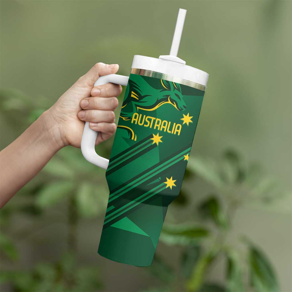 Australia Kangaroo Custom Tumbler With Handle Aussie National Color Sporty Pattern