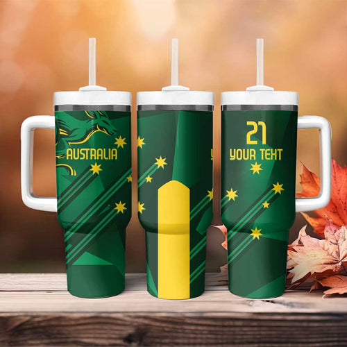 Australia Kangaroo Custom Tumbler With Handle Aussie National Color Sporty Pattern